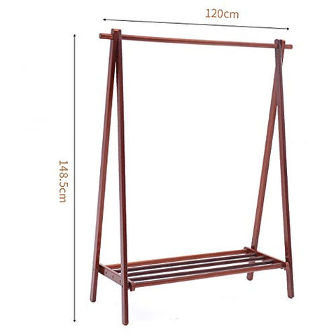 ZHIRONG Adjustable Clothing Rail Garment Clothes Rack Collapsible (Color : Brown, Size : 120149CM)