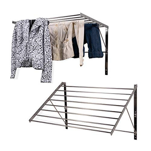brightmaison Clothes Laundry Drying Racks - 2 Set Rack - Heavy Duty Stainless Steel Wall Mounted Folding Adjustable Collapsible Space Saver 6.5 Yards Drying Capacity