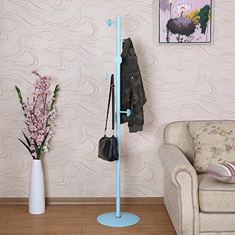 LXLA- Simple Iron Coat Rack Floor-standing Hangers Shelf Clothes Landing Fashion Continental Living Room Bedroom Entrance Hall 169×36cm (Color : Blue)