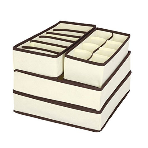 Qi Xiang Collapsible Storage Boxes Socks Underwear Ties Closet Organizer Drawer Closet Storage, 6+7+8+24 Cell