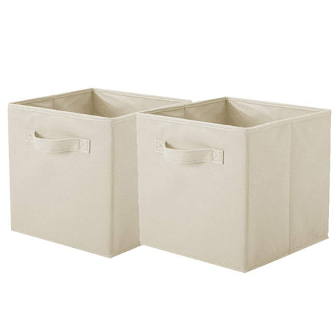 ShellKingdom Storage Bins, Foldable Fabric Storage Cubes and Cloth Storage Organizer Drawer for Closet and Toys Storage,2 Pack（Beige）