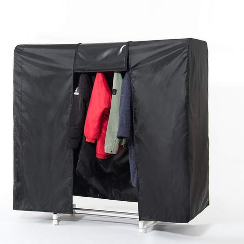 Garment Rack Cover, 59" Large Rolling Rack Cover Only, Heavy Duty Z Rack Cover with 2 Full Strong Zipper, Black Wardrobe Clothing Rack Cover, Clothes Storage Cover for Dance Costumes, Dress, Suits