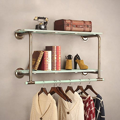 Coat Rack Retro Clothing Display Rack Clothing Store Hanger Clothing Rack Shelf Wall Clothing Shelf 80/100/120cm (Size : 80cm)