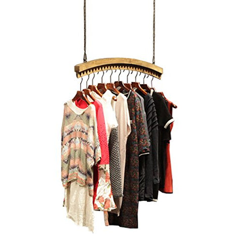 LAXF-Coat Racks LAXF-Wall Coat Racks with Hooks/Vintage Wall Wooden Ceiling Display Stand Clothes Rack Hanger for Men's Clothing Shop and Women's Clothing Store (Color : #1, Size : 120cm)