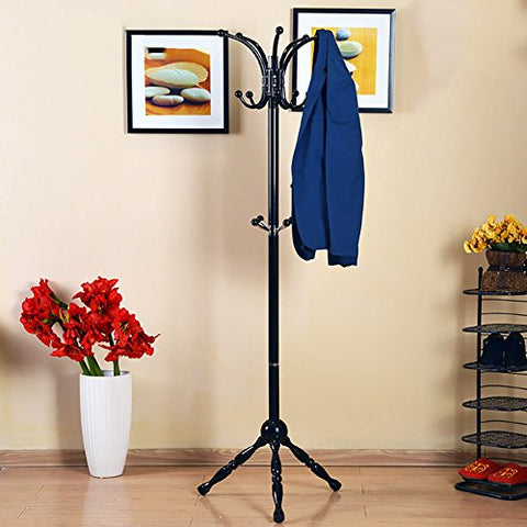 LXLA- Iron Coat Rack Floor-standing Hanger Bedroom Simple Clothes Shelf Indoor Hanging Hook Up Fashion Metal Landing Foyer 175×46cm (Color : Black)
