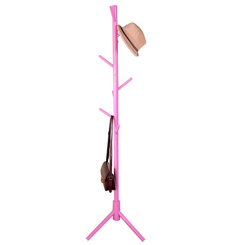 Garwarm 8-Hooks Creative Simplicity Solid Wood Floor Finish Entryway Standing Coat Rack Hall Tree Hat Hanger Holder with Tripod Base for Jacket Clothes Scarves Purse