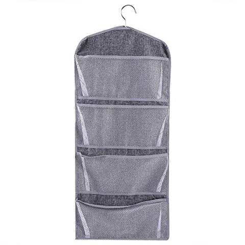 FTVOGUE Dual-Sided Multi-Pocket Hanging Closet Organizer Bra Underwear Stocking Sock Storage Bag Home Organizer with Hanger(01)