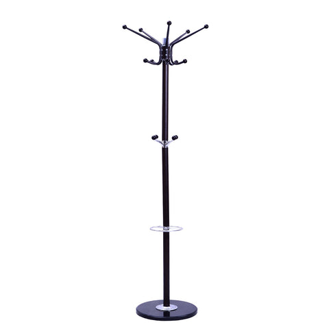 Tenive Standing Rotating Metal Coat Rack Hat Rack Stand with Umbrella Holder,70" 4-Level 14 Hooks Entryway Jack Purse Scarf Hat Hanger Hall Tree with Marble Base