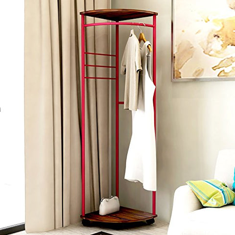 LXLA- Corner Coat Rack Floor-standing Wooden Hangers Multifunction Shelf Bedroom Clothes Hanger Shoe Rack Floor Hanger 64×45×174cm (Color : Brown, Size : Single layer)