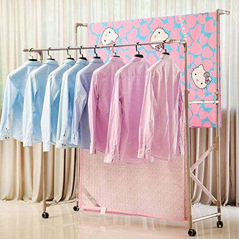 LE Stainless Steel Floor Drying Rack,Telescopic Drying Rack Balcony Land Hanger Folding Indoor and Outdoor Drying Rack A