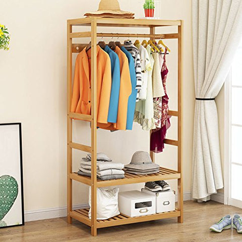 Multipurpose Wooden Coat And Shoe Rack, Garment Rack Waterproof Simple Assemble Coat Racks Hat Bag Rack Floor Standing Coat Rack Storage Bedroom Living Office Cloakroom-A L60cmxW40cmxH163cm