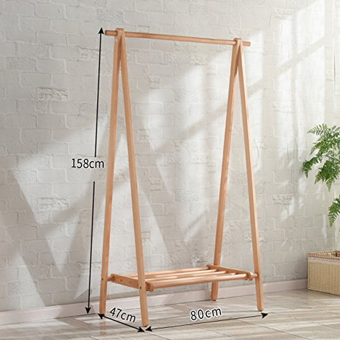 MIRUKU Multipurpose Wooden Coat and Shoe Rack, Garment Rack Waterproof Simple Assemble Coat Racks hat Bag Rack Floor Standing Coat Rack Storage Bedroom Living Office Cloakroom-B L80cmxW47cmxH158cm