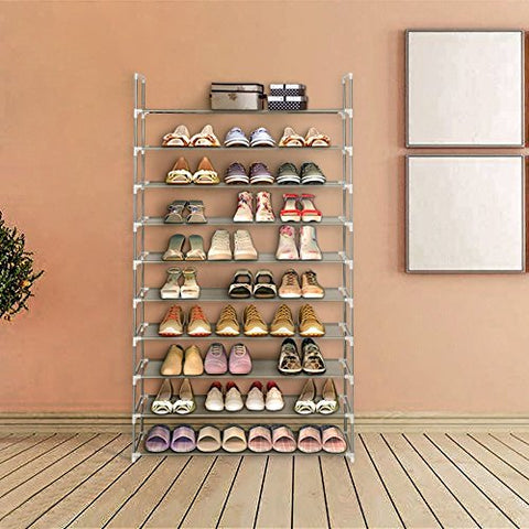 Blissun Shoe Racks Space Saving Non-Woven Fabric Shoe Storage Organizer Cabinet Tower (Grey)
