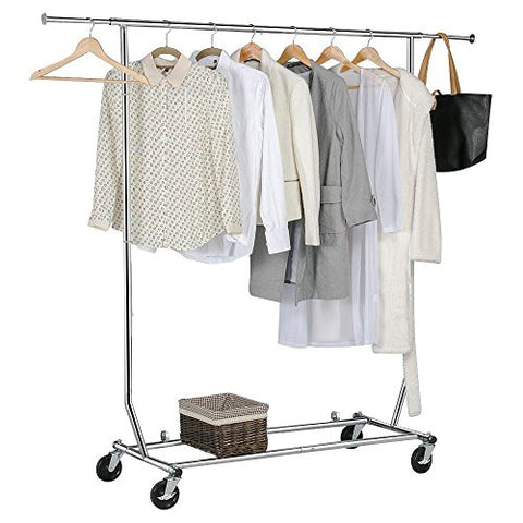 Gotobuy Chrome Commercial Clothing Garment Rolling Collapsible Rack Hanger 250lbs Load Capacity