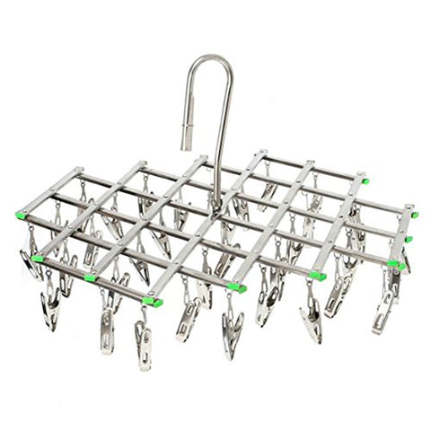 GRD Stainless Steel Multi-Function Drying Rack | Folding can be deformable Multi-Hook Rack can be rotated | Shoes and Socks, Clothing, Small Objects