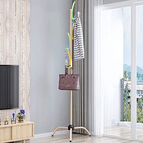 Modern Coat Rack, Multifunctional Bedroom Clothes Rack Has Rack Creative Tree-Shaped Clothing Rack Saves Space-Champagne
