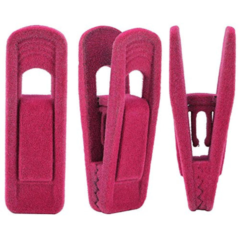 Corodo Velvet Hangers Clips, 20 Pack Hanger Clips for Use with Slim-line Clothes Velvet Hangers, Hot Pink Strong Finger Clips for Hangers