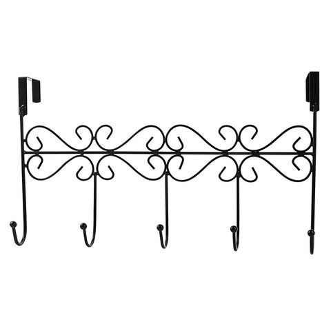 Rbenxia Over the Door Hook Rack Metal Hanger 5 Hooks Black for Hanging Your Clothers