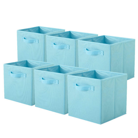 ShellKingdom Storage Bins, Foldable Fabric Storage Cubes and Cloth Storage Organizer Drawer for Closet and Toys Storage,6 Pack（Blue）