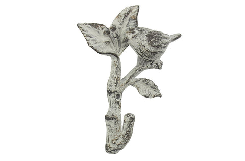 Bird On A Branch Decorative Cast Iron Wall Hook | Vintage Design Coat Hanger | |For Coats, Hats, Keys, Towels, Clothes | 4.7x1.8x6.3" | With Screws And Anchors by Comfify (Antique White)