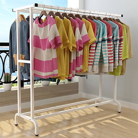 lililili Clothing garment rack Double,Coat Organizer Storage Shelving Clothes rod Unit entryway storage shelf with 2-tier metal Floor-standing Shelf-A 15050145cm(5919.659inch)