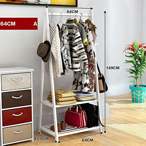 Multipurpose wooden coat and shoe rack, garment rack waterproof simple assemble coat racks hat bag rack floor standing coat rack storage bedroom living office cloakroom-E L60cmxW43.5cmxH149cm