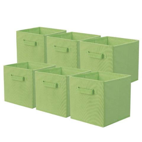 ShellKingdom Storage Bins, Foldable Fabric Storage Cubes and Cloth Storage Organizer Drawer for Closet and Toys Storage,6 Pack（Green）