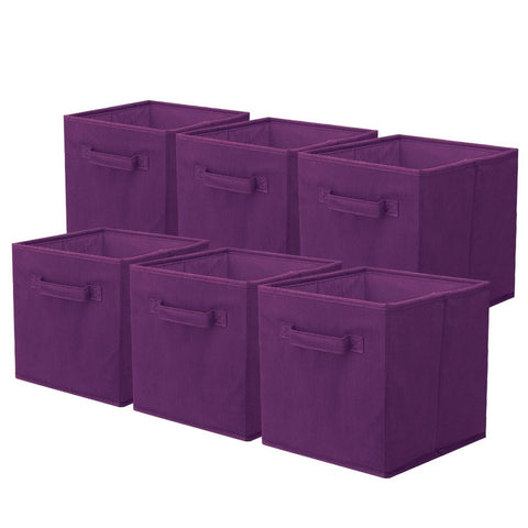 ShellKingdom Storage Bins, Foldable Fabric Storage Cubes and Cloth Storage Organizer Drawer for Closet and Toys Storage,6 Pack（Purple）