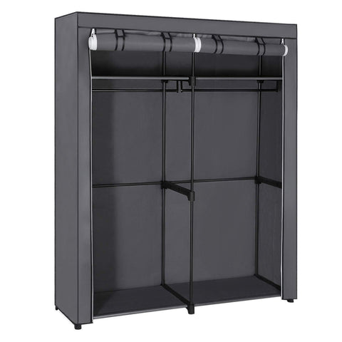SONGMICS Closet Storage Organizer, Portable Wardrobe with Hanging Rods, Clothes Rack, Foldable, Cloakroom, Study, Stable, 55.1 x 16.9 x 68.5 inches, Gray URYG02GY