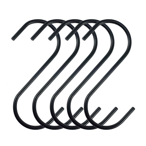 Zelta S Shape Hanging Hooks Anti-rust Stainless Steel Black, 10 Pcs Pack