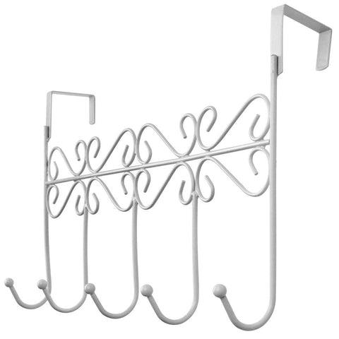 Rbenxia Over the Door 5 Hook Organizer Rack - White