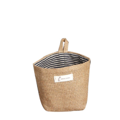 Storage Bag ,IEason Clearance Sale! Stripe Small Storage Sack Cloth Hanging Non Woven Storage Basket Bag (B)