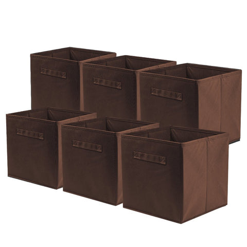 ShellKingdom Storage Bins, Foldable Fabric Storage Cubes and Cloth Storage Organizer Drawer for Closet and Toys Storage,6 Pack（Chocolate）