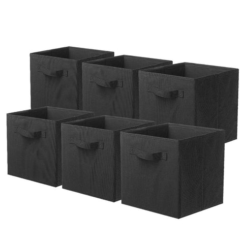 ShellKingdom Storage Bins, Foldable Fabric Storage Cubes and Cloth Storage Organizer Drawer for Closet and Toys Storage,6 Pack（Black）