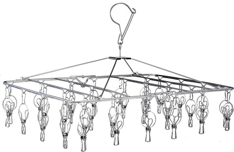 Laundry Clothesline Hanging Rack for Drying Clothing Set of 18 Stainless Steel Clothespins Oval PCKT