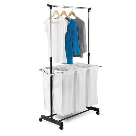 Adjustable Clothes Drying Rack & Laundry Sorter Combo on Wheels